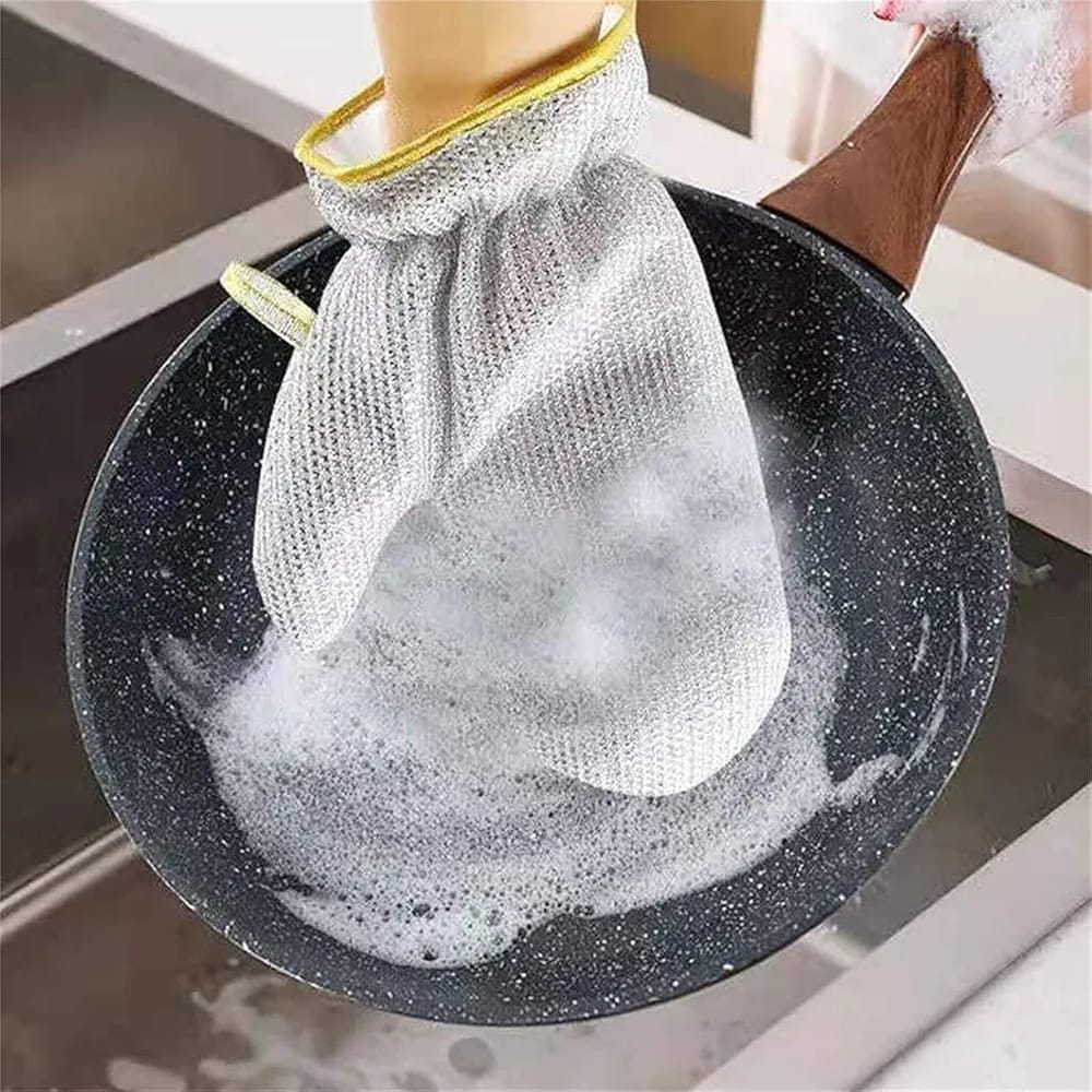 Reusable Non-Scratch Wire Hand Gloves, Ideal for Washing Dishes, Multipurpose Cleaning, Wet and Dry, Stainless Steel Scrubber, Dishwashing Gloves, Machine Washable (Hand Gloves, 2)